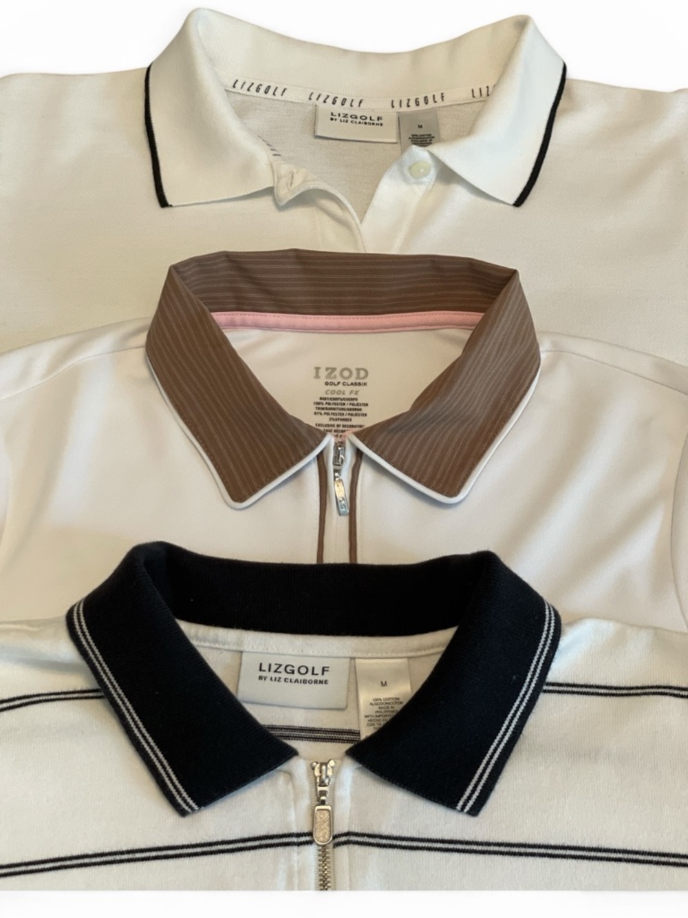 Women’s Golf polo shirts bundle of 3 Size Medium  Liz Golf  (2) Izod (1)